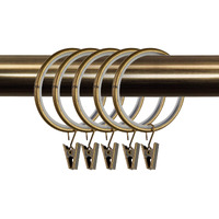 1-3/4 inch Noise-Canceling Curtain Rings w/clips (Set of 10) - Antique Brass