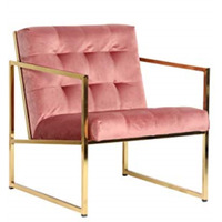 LeisureMod Lexington Tufted Velvet Accent Armchair With Gold Frame