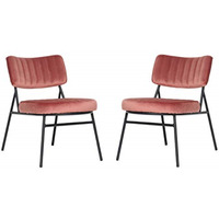 LeisureMod Marilane Velvet Accent Chair With Metal Frame Set of 2