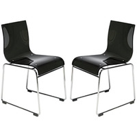 LeisureMod Lima Modern Acrylic Chair, Set of 2