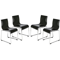 LeisureMod Lima Modern Acrylic Chair, Set of 4
