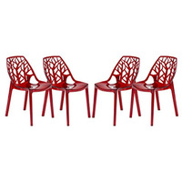 LeisureMod Modern Cornelia Dining Chair, Set of 4