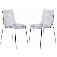 LeisureMod Astor Water Ripple Design Dining Chair Set of 2