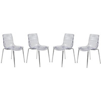LeisureMod Astor Water Ripple Design Dining Chair Set of 4