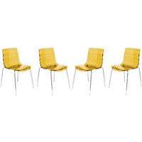 LeisureMod Astor Water Ripple Design Dining Chair Set of 4