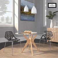 LeisureMod Modern Asbury Dining Chair w/ Chromed Legs, Set of 2