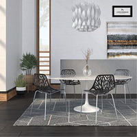 LeisureMod Modern Asbury Dining Chair w/ Chromed Legs, Set of 4