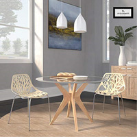 LeisureMod Modern Asbury Dining Chair w/ Chromed Legs, Set of 2