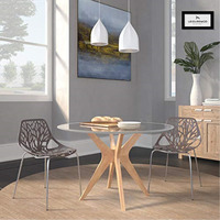LeisureMod Modern Asbury Dining Chair w/ Chromed Legs, Set of 2