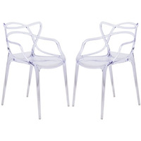 LeisureMod Milan Modern Wire Design Chair, Set of 2