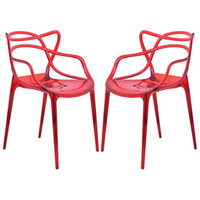LeisureMod Milan Modern Wire Design Chair, Set of 2