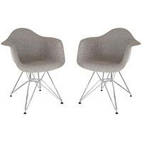 LeisureMod Willow Fabric Eiffel Accent Chair, Set of 2