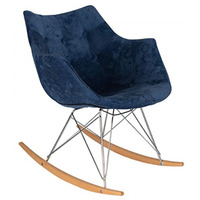 LeisureMod Willow Velvet Eiffel Base Rocking Chair