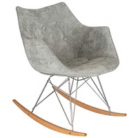 LeisureMod Willow Velvet Eiffel Base Rocking Chair