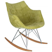 LeisureMod Willow Velvet Eiffel Base Rocking Chair