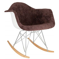 LeisureMod Wilson Velvet Eiffel Base Rocking Chair