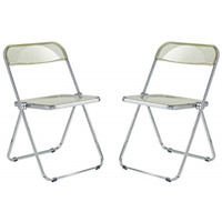 LeisureMod Lawrence Acrylic Folding Chair With Metal Frame, Set of 2