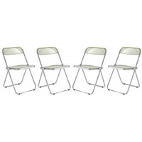 LeisureMod Lawrence Acrylic Folding Chair With Metal Frame, Set of 4
