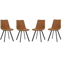 LeisureMod Markley Modern Leather Dining Chair With Metal Legs Set of 4