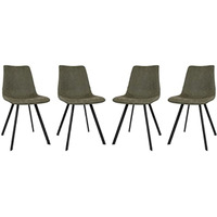 LeisureMod Markley Modern Leather Dining Chair With Metal Legs Set of 4