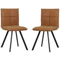 LeisureMod Wesley Modern Leather Dining Chair With Metal Legs Set of 2