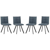 LeisureMod Wesley Modern Leather Dining Chair With Metal Legs Set of 4