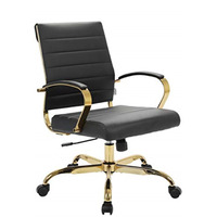LeisureMod Benmar Leather Office Chair With Gold Frame