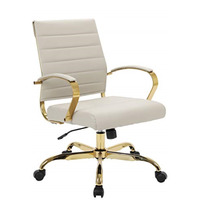 LeisureMod Benmar Home Leather Office Chair With Gold Frame