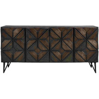 TV Stand with Geometric Front and 3 Shelves, Brown