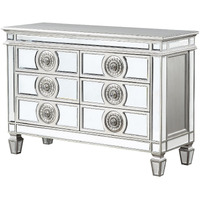 Server with 6 Mirrored Drawers and Medallion Front, Silver