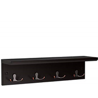 SONGMICS Entryway Hanging Coat Rack, with 4 Double Hooks, Wall Floating Shelf, Dark Brown ULHR41BR