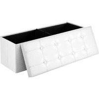 SONGMICS Sitzbank mit Stauraum, Truhe mit Deckel, faltbares Sitzm?bel am Bettende, gepolstert, platzsparend, 120 L Fassungsverm?gen, stabil bis 300 kg, Schlafzimmer, Flur, wei? LSF702