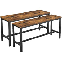 VASAGLE Sitzb?nke fr Esszimmertisch, 2er Set, Kchenb?nke, Esstischb?nke, 108 x 32,5 x 50 cm, Kche, Esszimmer, stabiles Stahlgestell, Industrie-Design, Vintage, Dunkelbraun KTB33X