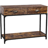VASAGLE Konsolentisch im Industrie-Design, Flurtisch mit 2 Schubladen und Ablage, Sideboard mit stabilem Metallgestell, Wohnzimmer, Flur, Lobby, Holzoptik, Vintage LNT39X