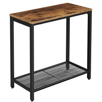 VASAGLE INDESTIC Side Table, Narrow Small End Table with Mesh Shelf, Nightstand, Living Room, Bedroom, Kitchen, Metal, Industrial Design, Rustic Brown ULET32BX