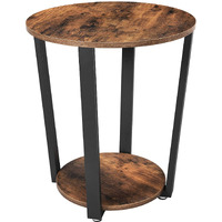 VASAGLE Runder Beistelltisch, Kaffeetisch, einfacher Aufbau, Sofatisch mit Stahlgestell, Tisch fr Wohnzimmer, Schlafzimmer, Industrie-Design, vintagebraun-schwarz LET57X