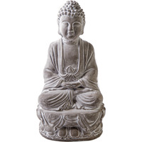 Cement Meditating Buddha in Dhyana Mudra Position Wearing Kasaya Concrete Finish Gray