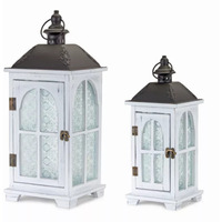 Lantern (Set of 2) 14.5"H, 19.25"H Wood/Metal