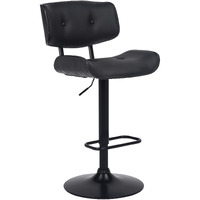 Brooklyn Adjustable Swivel Black Faux Leather and Black Wood Bar Stool with Black Base