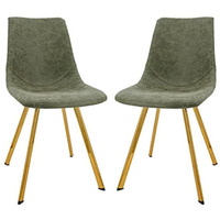 LeisureMod Markley Modern Leather Dining Chair With Gold Legs Set of 2