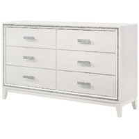 Dresser with 6 Drawers and Shimmer Accent Trim, White