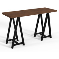 Sawhorse Solid Walnut Veneer and Metal Console Sofa Table