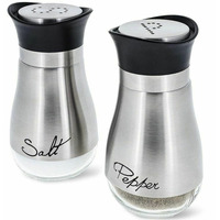Salt and Pepper Shakers Stainless Steel Glass Set BPA Free, 4oz