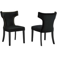 Curve Performance Velvet Dining Chairs - Set of 2