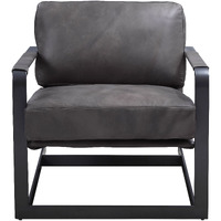 59944 Accent Chair - Gray Top Grain Leather & Black Finish