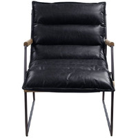 59946 Accent Chair - Distress Espresso Top Grain Leather & Matt Iron Finish