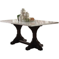 60180 Dining Table - White Marble Top & Weathered Espresso