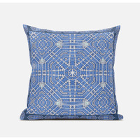 Geostar Wreath Palace Suede Blown and Closed Pillow by Amrita Sen in Indigo Grey Green