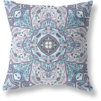 Buddha Flower Ceremony Broadcloth Indoor Outdoor Zippered Pillow Gray Light Blue