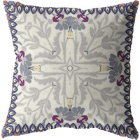 Boho Frame Broadcloth Indoor Outdoor Zippered Pillow Gray